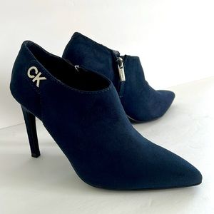 CALVIN KLEIN Women Suede Bootie High Heel Ankle Boot Shoes Size 5.5M NEW